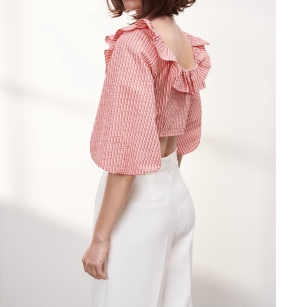 Zara Striped Ruffle Blouse - Picture 4 of 4